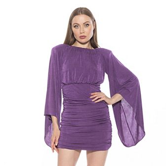 Women's ALEXIA ADMOR Sibyl Draped Sleeve Ruched Mini Dress