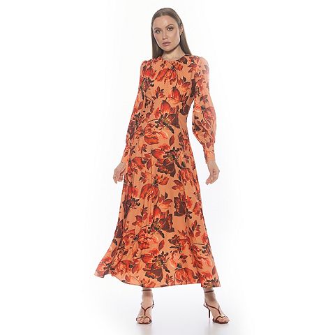 Женские платья ALEXIA Women's ALEXIA ADMOR Yesenia Flowy Long Sleeve Maxi Dress