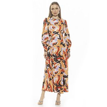 Women's ALEXIA ADMOR Yesenia Flowy Long Sleeve Maxi Dress
