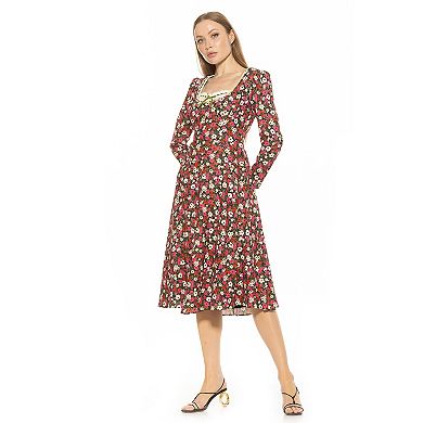 Women's ALEXIA ADMOR Zenaida Lace Portrait Neck Midi Dress