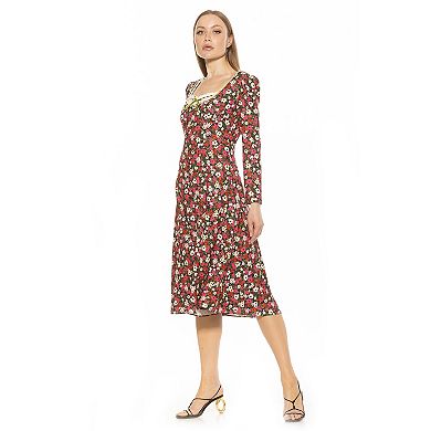 Women's ALEXIA ADMOR Zenaida Lace Portrait Neck Midi Dress