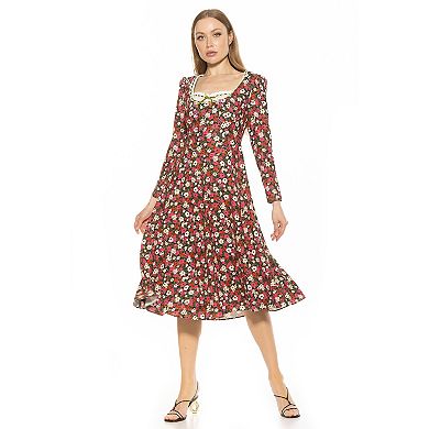 Women's ALEXIA ADMOR Zenaida Lace Portrait Neck Midi Dress