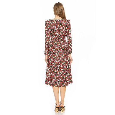 Women's ALEXIA ADMOR Zenaida Lace Portrait Neck Midi Dress