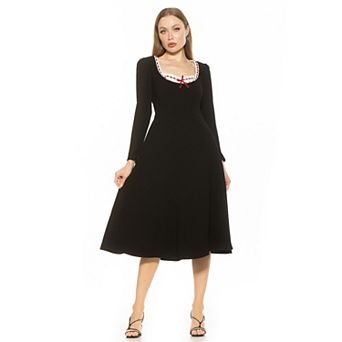 Women's ALEXIA ADMOR Zenaida Lace Portrait Neck Midi Dress