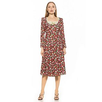 Women's ALEXIA ADMOR Zenaida Lace Portrait Neck Midi Dress