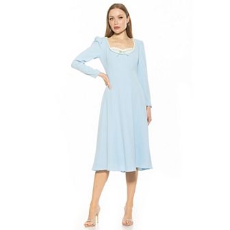 Women's ALEXIA ADMOR Zenaida Lace Portrait Neck Midi Dress