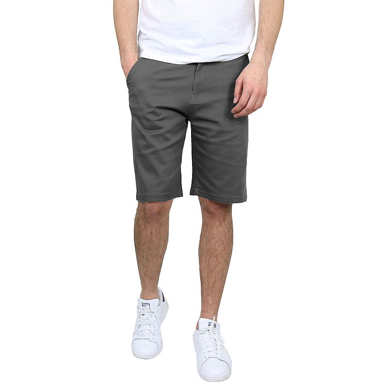 Men's Galaxy by Harvic 10.5" 5-Pocket Flat-Front Slim-Fit Stretch Chino Shorts, Size: 32, Gray