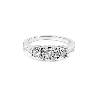 Haus of Brilliance 14k White Gold 1 2 Carat T.W. Lab Grown Diamond 3 Stone Ring