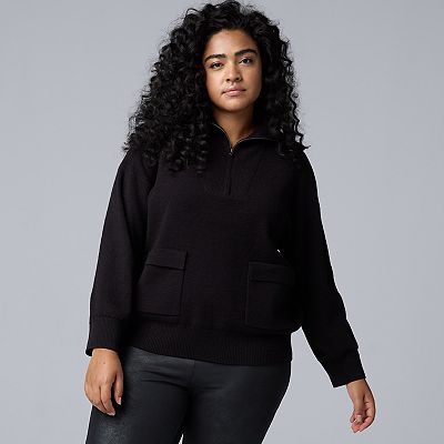 Plus Size Simply Vera Vera Wang Half Zip Pullover Sweater