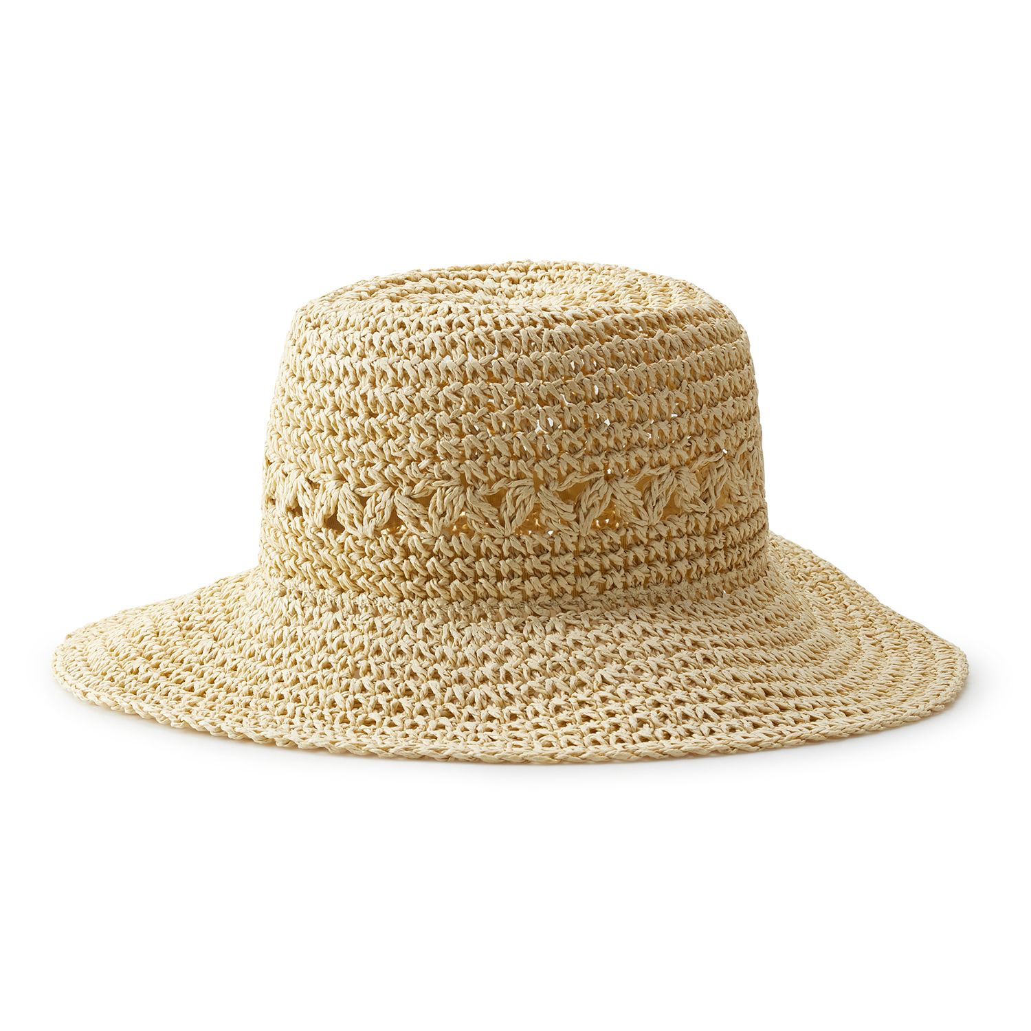 Women's Sonoma Goods For Life® Packable Crochet Bucket Hat - Light Natural