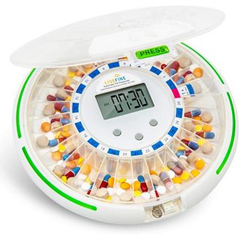 Livefine Automatic Pill Dispenser with 28-day Organizer, 6 Dosage Templates, Lcd Display