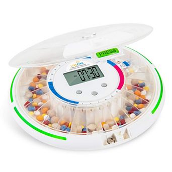 Livefine Automatic Pill Dispenser with 28-day Organizer, 6 Dosage Templates, Lcd Display