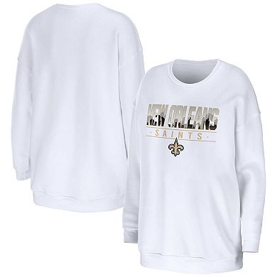 Women's WEAR by Erin Andrews White New Orleans Saints Domestic Pullover Sweatshirt
