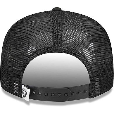 Youth New Era Black Las Vegas Raiders Main Trucker 9FIFTY Snapback Hat