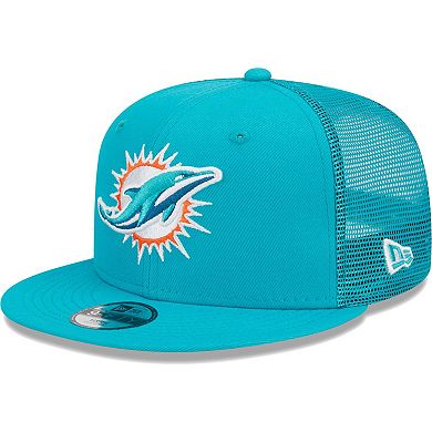 Youth New Era Aqua Miami Dolphins Main Trucker 9FIFTY Snapback Hat
