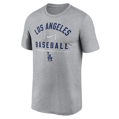 Men's Nike Heather Charcoal Los Angeles Dodgers Arch Baseball Stack Performance T-Shirt