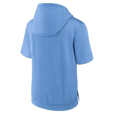 Men s Nike Light Blue Milwaukee Brewers City Connect Color Block Short Sleeve Pullover Hoodie