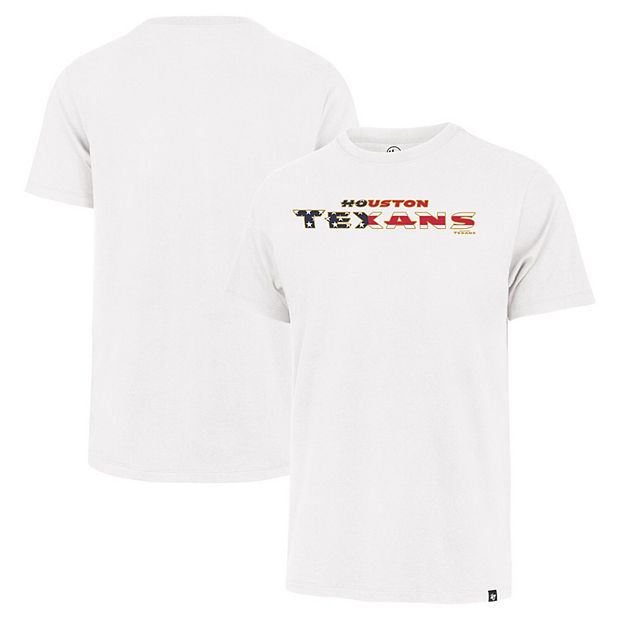 Men s 47 White Houston Texans Flag Script Franklin T Shirt