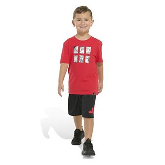 Toddler Boy adidas Cotton Tee & Logo Shorts Set