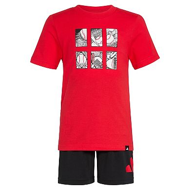 Toddler Boy adidas Cotton Tee & Logo Shorts Set