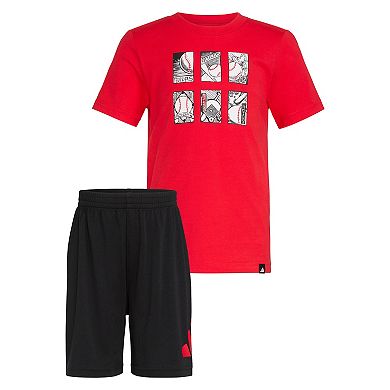 Toddler Boy adidas Cotton Tee & Logo Shorts Set