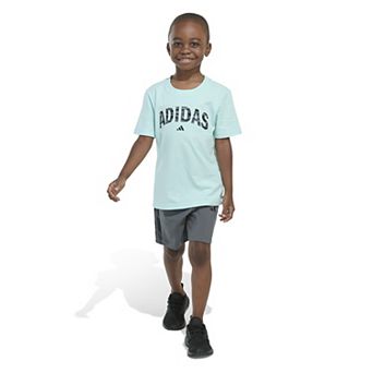 Toddler Boy adidas Cotton Tee & Camo Woven Shorts Set