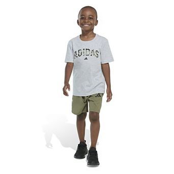 Toddler Boy adidas Cotton Tee & Camo Woven Shorts Set