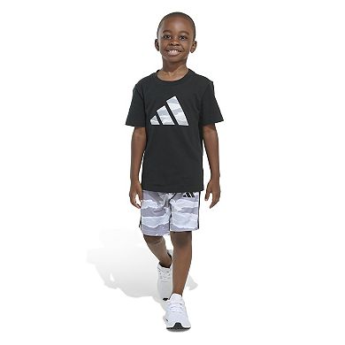 Toddler Boy adidas Cotton Tee & Camo Shorts Set