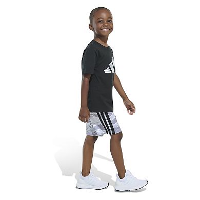 Toddler Boy adidas Cotton Tee & Camo Shorts Set