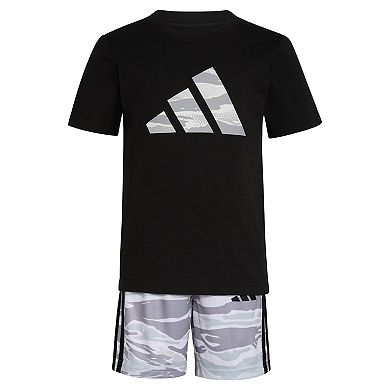 Toddler Boy adidas Cotton Tee & Camo Shorts Set