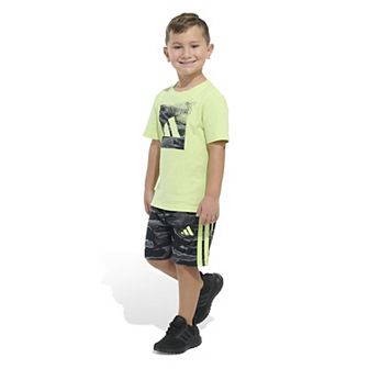 Toddler Boy adidas Cotton Tee & Camo Shorts Set