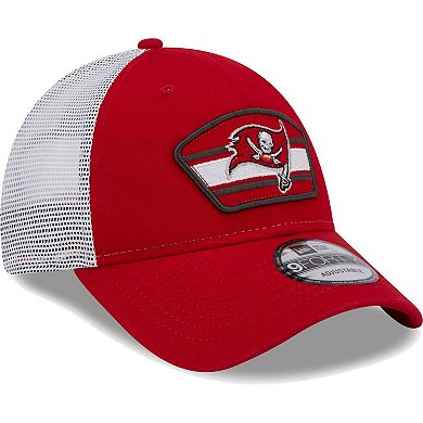 Men's New Era Red/White Tampa Bay Buccaneers Logo Patch Trucker 9FORTY Snapback Hat