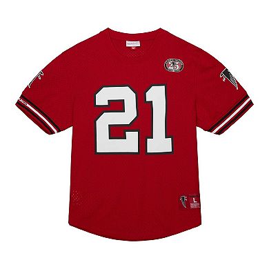 Men's Mitchell & Ness Deion Sanders Red Atlanta Falcons Retired Player Name & Number Mesh Top