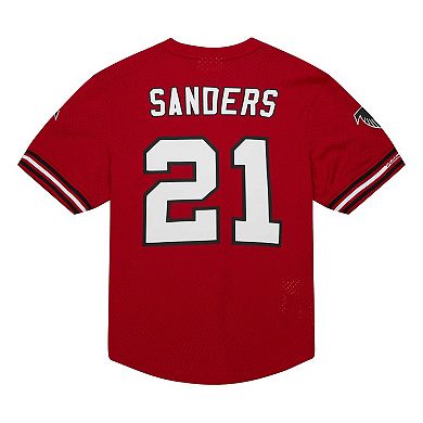 Men's Mitchell & Ness Deion Sanders Red Atlanta Falcons Retired Player Name & Number Mesh Top