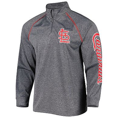 Men's Stitches Heather Gray St. Louis Cardinals Wordmark Raglan Quarter-Zip Top