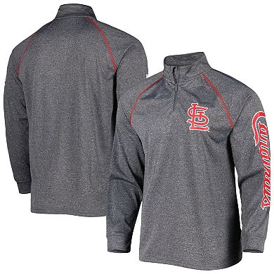 Men's Stitches Heather Gray St. Louis Cardinals Wordmark Raglan Quarter-Zip Top