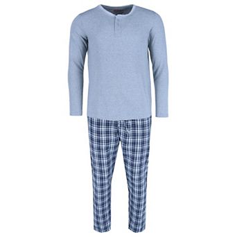 Men's Long Sleeve Henley With Flannel Pant Lounge Set