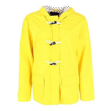 Women's Hooded Rain Slicker Jacket With Toggle
