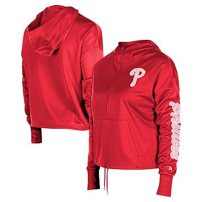 Women s New Era Red Philadelphia Phillies Half Zip Hoodie
