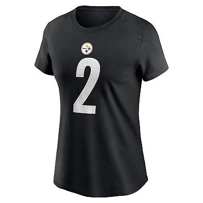 Women s Nike Justin Fields Black Pittsburgh Steelers Player Name Number T Shirt