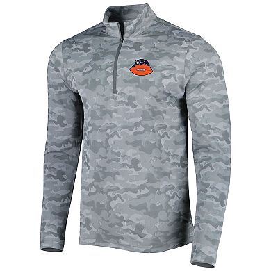 Men's Antigua Gray Chicago Bears Brigade Throwback Quarter-Zip Top