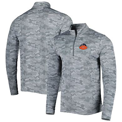 Men's Antigua Gray Chicago Bears Brigade Throwback Quarter-Zip Top