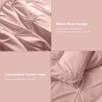 Unikome All-season Soft Bedding-pinch Pleat Comforter Set With Shams