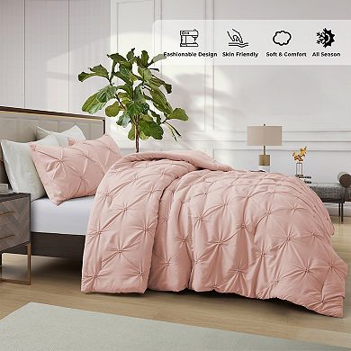 Unikome All-season Soft Bedding-pinch Pleat Comforter Set With Shams