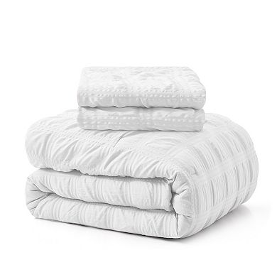 Unikome Soft Bedding Set Seersucker Chic Comforter Set, All Season Hotel Style Bedding Set