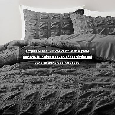 Unikome Soft Bedding Set Seersucker Chic Comforter Set, All Season Hotel Style Bedding Set