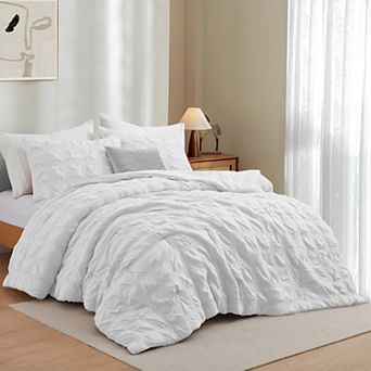 Unikome Soft Bedding Set Seersucker Chic Comforter Set, All Season Hotel Style Bedding Set