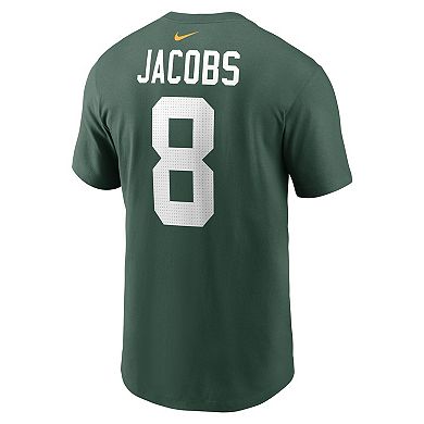 Men's Nike Josh Jacobs Green Green Bay Packers Player Name & Number T-Shirt