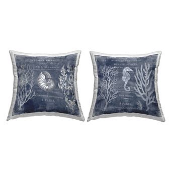Stupell Home Decor 2-Pack Shells Nautical Seahorse Throw Pillow Set