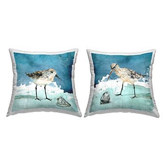 Stupell Home Decor 2-Pack Sandpiper Birds Nautical Beach Throw Pillow Set